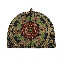 Indian Elephant Printed Tea Cosy For Teapot 100% Cotton Extra Thick Indian Ethnic Tea Cozies For Party Wadding Insulated Kettle Cover For Home Kitchen Decorative Tea Cozy Tea Pot Cover