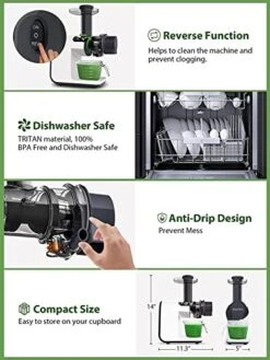 Slow Juicer, Aeitto Cold Press Juicer, BPA Free Juicer Machines Easy To Clean, Celery Juicer With Quiet Motor & Reverse Function, Masticating Juicer For Vegetable And Fruit 11 Slow Juicer, Aeitto Cold Press Juicer, BPA Free Juicer Machines Easy To Clean, Celery Juicer With Quiet Motor & Reverse Function, Masticating Juicer For Vegetable And Fruit -Wilton Shop 51Ke5FV5K2L