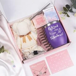 Retirement Gifts For Women - Female Retirement Gift Baskets For Teacher Nurse Coworker Mom Grandma - Happy Retired Gifts Relaxing Spa Kit For Retirement Party -Wilton Shop 51KgVgP0mvL