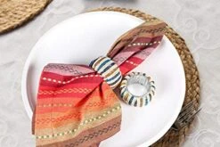 Sequin Beaded Napkin Rings Set, Blue Napkin Ring Set Of 12, Beaded Napkin Holders, Perfect For Christmas, New Year Party, Events, Everyday Use, Family Dinners, Holidays- Navy Multi -Wilton Shop 51Kh6SntHZL