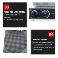 Commercial Ice Cream Cone Waffle Maker Machine With Crispy Waffle Cone Mold, 1500W Stainless Steel Egg Roll Cone Baker Waffle Roll Maker W/ Non-Stick Coating, Temp & Time Control 14 Commercial Ice Cream Cone Waffle Maker Machine With Crispy Waffle Cone Mold, 1500W Stainless Steel Egg Roll Cone Baker Waffle Roll Maker W/ Non-Stick Coating, Temp & Time Control -Wilton Shop 51KhvqddaxL