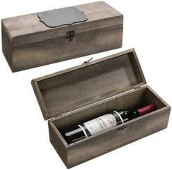 Rustic Burnt Solid Wood Wine Bottle Gift Box With Latched Lid, Decorative Bottle Storage Carrying Case With Chalkboard Label 17 Rustic Burnt Solid Wood Wine Bottle Gift Box With Latched Lid, Decorative Bottle Storage Carrying Case With Chalkboard Label -Wilton Shop 51KjMsXaX9L. AC