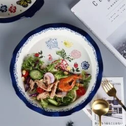 Vintage Butterfly And Flower Pattern Pie Pan, Ceramic Bakeware Casserole Dish Baking Pan Bakers Lasagna Pans Baking Dish With Handles For Oven To Table-Blue-2PCS-45 OZ