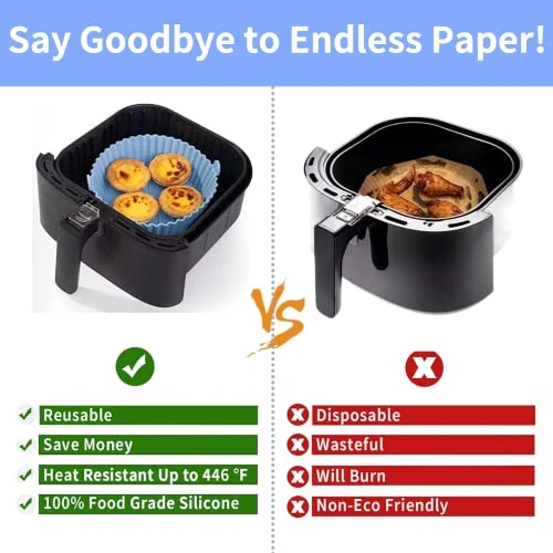 Air Fryer Silicone Liners 8 Inch, 2 Pack Air Fryer Accessories For Ninja Air Fryer Liners Reusable With Handle, Basket For 5 QT To 7 QT, Red & Blue 5 Air Fryer Silicone Liners 8 Inch, 2 Pack Air Fryer Accessories For Ninja Air Fryer Liners Reusable With Handle, Basket For 5 QT To 7 QT, Red & Blue - Image 3