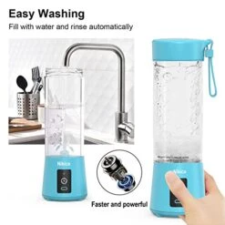 Portable Blender,Personal Size Blender Juicer Cup,Smoothies And Shakes Blender,Handheld Fruit Machine,Blender Mixer Home (blue) -Wilton Shop 51KsXhkhNjL