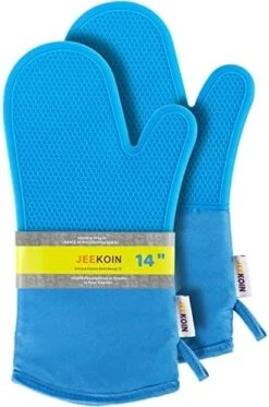 Durable Thick Oven Mitts Black, JEEKOIN Silicone Oven Gloves 14 Inch Heat Resistant 581 F With Soft Cotton Lining, Waterproof Oven Mitt Flexible Grip For Kitchen Cooking Baking, BPA Free, 1 Pair -Wilton Shop 51Ku2Dh4MCL. AC