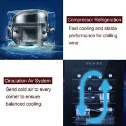 16 Bottle Compressor Wine Cooler Refrigerator, Electronic Wine Cabinet With Transparent Glass Door -Wilton Shop 51L1CfLs3uL