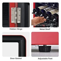 Wine Cabinet Champagne Cooler Freestanding Wine Cellar Digital Temperature Control UV Resistant Finish Max Load 24 Standard Bottles,Red -Wilton Shop 51L4rj1qOpL