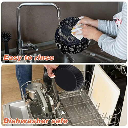 3pcs Silicone Air Fryer Pot With Handles, 7.9in Food Safe Air Fryer Silicone Liners For 3.6 To 6.8QT, No Harsh Cleaning, Reusable Round Air Fryer Baskets Replacement For Parchment Liners 5 3pcs Silicone Air Fryer Pot With Handles, 7.9in Food Safe Air Fryer Silicone Liners For 3.6 To 6.8QT, No Harsh Cleaning, Reusable Round Air Fryer Baskets Replacement For Parchment Liners - Image 3