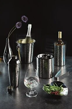BarCraft BCCHAMBUCHAM Luxury Stainless Steel Wine/Champagne Cooler Bucket, 21 X 20.5 X 21 Cm (8.5" X 8" X 8.5") - Hammered Finish -Wilton Shop 51LMgVrb4cL