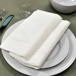Ivory 60% Linen 40% Cotton Dinner Napkins 18 X 18 Inch - Set Of 4 Hemstitched Cloth Fabric Table Wedding Napkin Washable Hotel -Wilton Shop 51LQnhE4jsL