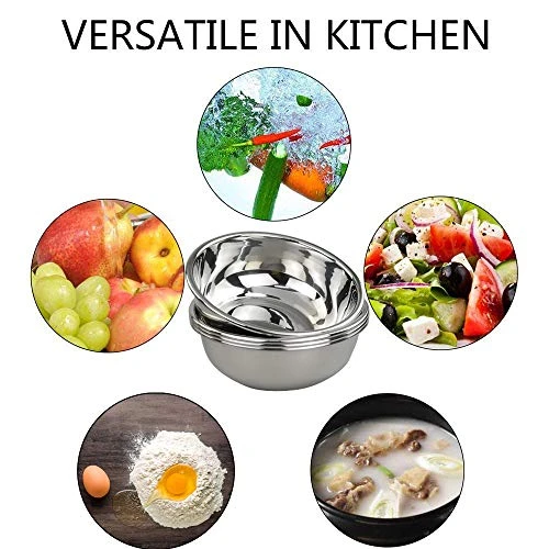 18/10 Stainless Steel Mixing Bowls, Nesting Bowls For Meal Prep, Serving, Baking, Set Of 4 5 18/10 Stainless Steel Mixing Bowls, Nesting Bowls For Meal Prep, Serving, Baking, Set Of 4 - Image 3