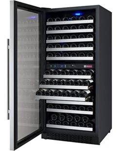 24" Wide FlexCount II Tru-Vino 121 Bottle Dual Zone Stainless Steel Left Hinge Wine Refrigerator -Wilton Shop 51LUaUpO7tL