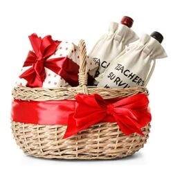 2 Pieces Christmas Teacher's Survival Kit Wine Bags Present For Teacher For Coworkers Teacher Appreciation Canvas Wine Bottle Bags With Drawstrings For Graduation Party -Wilton Shop 51LVcgleMjL