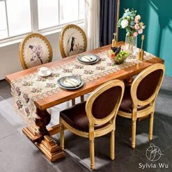 Gold Lace Table Runner ,Summer Floral Table Runners 60 Inches Long Doilies, Boho Farmhouse Coffee Dining Table Runner For Wedding Party Decorations, Dining Room Dresser Decor (16IN*60IN) 15 Gold Lace Table Runner ,Summer Floral Table Runners 60 Inches Long Doilies, Boho Farmhouse Coffee Dining Table Runner For Wedding Party Decorations, Dining Room Dresser Decor (16IN*60IN) -Wilton Shop 51LdOINwa8L