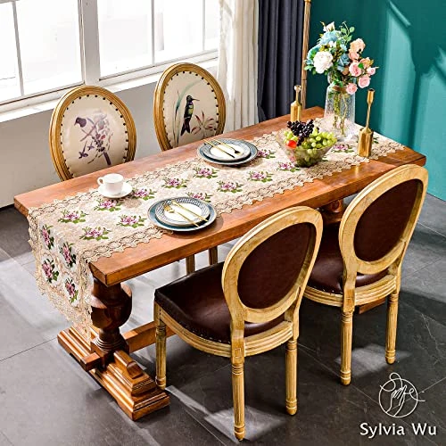 Gold Lace Table Runner ,Summer Floral Table Runners 60 Inches Long Doilies, Boho Farmhouse Coffee Dining Table Runner For Wedding Party Decorations, Dining Room Dresser Decor (16IN*60IN) 6 Gold Lace Table Runner ,Summer Floral Table Runners 60 Inches Long Doilies, Boho Farmhouse Coffee Dining Table Runner For Wedding Party Decorations, Dining Room Dresser Decor (16IN*60IN) - Image 4