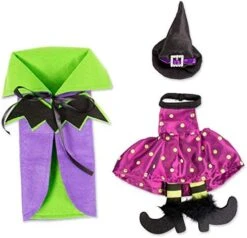 E-Living Halloween Wine Bottle Covers, Orange & Green Spider Cape W/Black Witch Outfit -Wilton Shop 51Lf5QX94EL. AC
