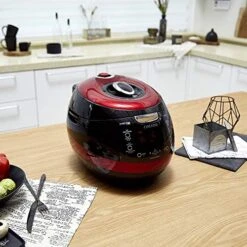 CRP-HZ0683FR | 6-Cup (Uncooked) Induction Heating Pressure Rice Cooker | 13 Menu Options, Auto-Clean, Voice Guide, Made In Korea | Black/Red -Wilton Shop 51LiEQRtHpL