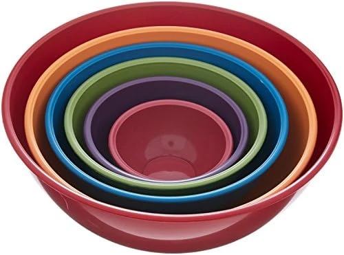 Gourmet Home Products Nested Polypropylene Mixing Bowl Set, 6 Piece ,Red 5 Gourmet Home Products Nested Polypropylene Mixing Bowl Set, 6 Piece ,Red - Image 3
