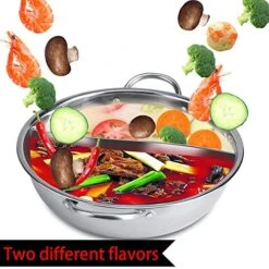 Stainless Steel Hot Pot 27/29/31cm Thick Stainless Steel Hot Pot Two Flavor Separation Induction Cooker Usable(32cm) 15 Stainless Steel Hot Pot 27/29/31cm Thick Stainless Steel Hot Pot Two Flavor Separation Induction Cooker Usable(32cm) -Wilton Shop 51LkTDQ90zL 1