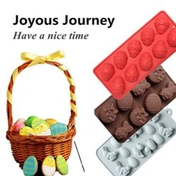 Silicone Molds For Candy, Cake, Chocolate And Ice Cube, Easter Egg And Bunny Mold, Includes Egg, Rabbit, Lily And Duck, Color Random (3 Pack) -Wilton Shop 51LmOpTmtvL