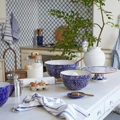 Ceramic Stoneware 6.6-Qt Mixing Bowl - Abbey Collection, Blue | Microwave & Dishwasher Safe Dinnerware | Food Safe Glazing | Restaurant Quality Serveware -Wilton Shop 51Lq9I0iWyL