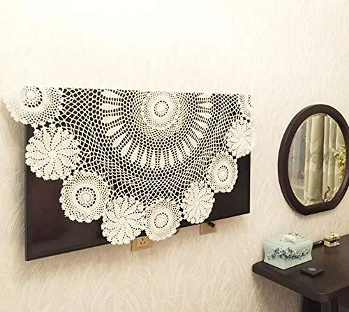 100% Cotton Handmade Crochet Round Tablecloth Doilies Lace Table Covers,Beige, 35 Inch 4 100% Cotton Handmade Crochet Round Tablecloth Doilies Lace Table Covers,Beige, 35 Inch - Image 2