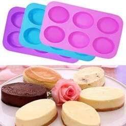 3 Packs Silicone 6 Cavities Oval Shape Cake Mold, FindTop Homemade Craft Soap Mold Cake Mold For Cake Baking Tart Pudding Cookie Making- Pink, Purple, Blue -Wilton Shop 51LwtZNfDML