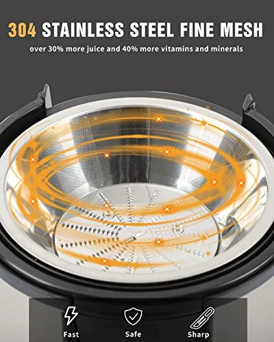 Centrifugal Juicer Machine - LCD Monitor 1100W Juice Maker Extractor, 5-Speed Juice Processor Fruit And Vegetable, 3" Feed Chute Stainless Steel Power Juicer, Easy Clean, BPA Free (Silver) 6 Centrifugal Juicer Machine - LCD Monitor 1100W Juice Maker Extractor, 5-Speed Juice Processor Fruit And Vegetable, 3" Feed Chute Stainless Steel Power Juicer, Easy Clean, BPA Free (Silver) - Image 4