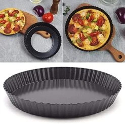 On-Stick Round Tart Pan With Removable Bottom, Fluted Heavy Duty Pie Pizza Pan Loose Bottom Ideal For Baking Pies, Tarts, Quiches And Pans,11inch 8 On-Stick Round Tart Pan With Removable Bottom, Fluted Heavy Duty Pie Pizza Pan Loose Bottom Ideal For Baking Pies, Tarts, Quiches And Pans,11inch -Wilton Shop 51M4lr6xOyS