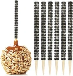 32 PCS Bling Candy Apple Bamboo Sticks, Caramel Apple Wooden Pointed Skewers With Rhinestones Diamond Mesh Wrap, Fruit Treats Pop Dec Bar For Dessert Table Tea Party Birthday Wedding Buffet(Silver) -Wilton Shop 51MATil56dL. AC