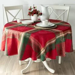 Holiday Legacy Yarn Dyed Jacquard Fabric Table Cloth, Holiday, Winter, And Christmas Tablecloth (Multi, 60" X 120" Rectangular) -Wilton Shop 51MCzou774L. AC