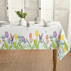 Spring Summer Cloth Napkins 18 X 18 Inch, Easter Watercolor Wild Flowers Tulip Lavender Blooming Floral Party Dinner Decoration Washable Napkins Set Of 4 -Wilton Shop 51MHQt3aVgL. AC