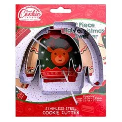 Ugly Christmas Sweater, Sweet Cookie Crumbs Cookie Cutter Set, 2 Piece, 4.2" Wide, Stainless Steel, Dishwasher Safe