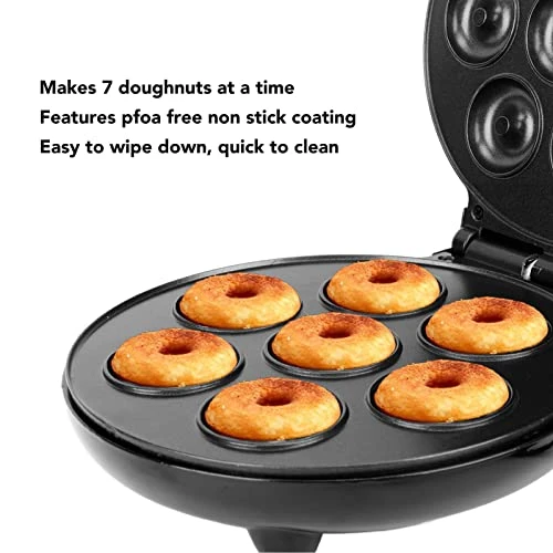 7 Holes Mini Donut Maker Machine, Electric Donut Maker With Double Sided Heating, A Pfoa Free, Commercial Donut Machine For Breakfast Snacks Desserts(1000W) (Black) 5 7 Holes Mini Donut Maker Machine, Electric Donut Maker With Double Sided Heating, A Pfoa Free, Commercial Donut Machine For Breakfast Snacks Desserts(1000W) (Black) - Image 3