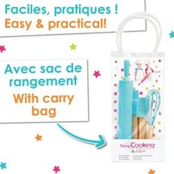 SCRAP COOKING Scrapcooking Kids 1133 Silicone Set Of 4 Accessories For Children Turquoise -Wilton Shop 51MXXEwHikL