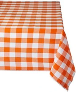 Gingham Tablecloth - Checkered Tablecloth For Parties, Picnics & More - Farmhouse Tablecloth - Spring Tablecloth - Picnic Tablecloth - Cloth Tablecloths For Rectangle Tables - 60”x84 Orange -Wilton Shop 51MXucc7HzL. AC