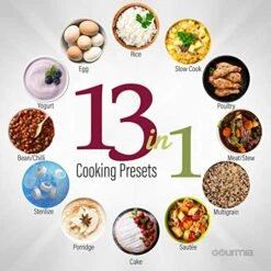 GPC965 Digital Multi-Functional Pressure Cooker - Automatic Pressure Release - Adjustable Pressure Control - 13 Cook Modes - Removable Stainless Steel 6 Qt Pot - Lid Lock - Auto Stir Function -Wilton Shop 51MZ0AcK3JL