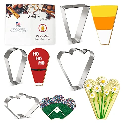 Cookie Cutters 4 Piece Platter Cookie Cutter Set Trapezoid, Teardrop Round, Clam And Fan Three Bumps, USA 3 Cookie Cutters 4 Piece Platter Cookie Cutter Set Trapezoid, Teardrop Round, Clam And Fan Three Bumps, USA