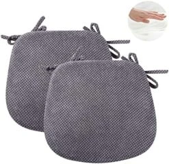 Chair Cushion With Ties For Dining Chair Memory Foam Kitchen Dining Chair Pad Non Slip Dining Room Seat Cushion With Machine Washable Cover,17"x16"(1 Pack, Grey) -Wilton Shop 51MwrszI9lL. AC
