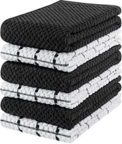 Kitchen Towels [6 Pack],15 X 25 Inches, 100% Ring Spun Cotton Super Soft And Absorbent Dish Towels, Tea Towels And Bar Towels (Black)