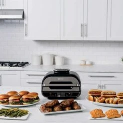 Ninja FG551/BG550 Foodi Smart XL 6-in-1 Indoor Grill With 4-Quart Air Fryer Roast Bake Dehydrate Broil And Leave-in Thermometer, With Extra Large Capacity, And A Stainless Steel Finish (Renewed), 12 Ninja FG551/BG550 Foodi Smart XL 6-in-1 Indoor Grill With 4-Quart Air Fryer Roast Bake Dehydrate Broil And Leave-in Thermometer, With Extra Large Capacity, And A Stainless Steel Finish (Renewed), -Wilton Shop 51N3OYwgOIL