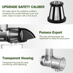 AMZCHEF Slow Masticating Juicer Bundle With Meat Grinder Attachment,Cold Press Juicer With Silent Motor And Reverse Function,with Sausage Stuffer Tubes And Grinding Plates -Wilton Shop 51N5pxzbu8L