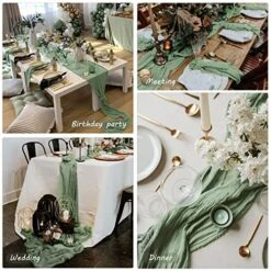 12 Pack 10Ft Cheesecloth Table Runner 35x120 Inch Boho Gauze Table Runner Cheese Cloth Long Table Runner Romantic Table Runner For Wedding Bridal Shower Birthday Party Table Decor (Dusty Sage Green) -Wilton Shop 51N8OhfNE6L