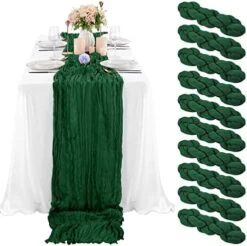 10 Pcs Sage Green Cheesecloth Table Runner 10FT, Gauze Table Runner For Wedding Reception Sheer Bridal Shower Birthday Party Boho Table Decoration, Rustic Romantic Wedding Runner -Wilton Shop 51N9RLaCB3L. AC