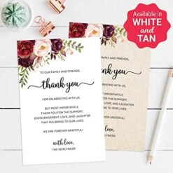 Thank You Placecards For Wedding (Set Of 50) Large 4" X 6" Table Place Setting Cards - Made In USA - Watercolor Red Roses Floral On White -Wilton Shop 51NAuokGfXL 1