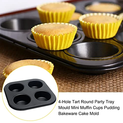 Muffin Tray, 4-Hole Muffin Pan, Muffin Tin Muffin Pan Mould Bakeware, Heavy Duty Carbon Steel Muffin Tray For Baking Muffins, Cupcakes, Breads, Candy(Black) 4 Muffin Tray, 4-Hole Muffin Pan, Muffin Tin Muffin Pan Mould Bakeware, Heavy Duty Carbon Steel Muffin Tray For Baking Muffins, Cupcakes, Breads, Candy(Black) - Image 2