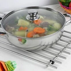 2Layer Stainless Steel Steamer Steam Pot With Lid And Handle For Cooking Soup And Steaming Food For Gas Electric Grill Stove 28cm -Wilton Shop 51NGJ0LIecL