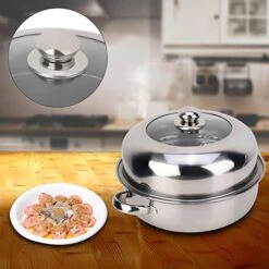 28CM Stainless Steel Single-layer Soup Pot, Hot Pot, Steamer, Soup Pot, New Heightened Steel And Glass Composite Cover, Open Flame, Induction Cooker, Infrared, Electric Stove Heating -Wilton Shop 51NQjcyM9IL