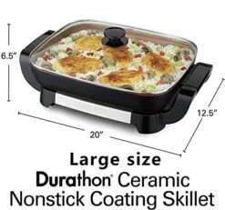 12x15" Nonstick Ceramic Electric Skillet - With Removable Pan, Adjustable Temperature, Reversible Design -Wilton Shop 51NSqL6TijL
